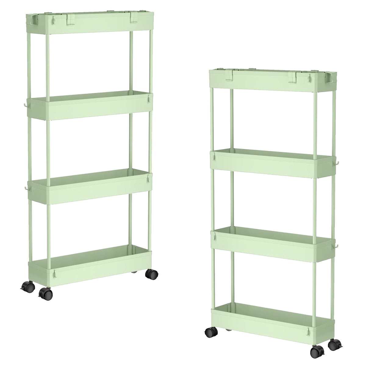 SPACELEAD Slim Storage Cart 4 Tier,Bathroom Organizer Rolling Utility,Mobile Shelving Unit Slide Out for Office, Kitchen, Laundry Room & Narrow Places,Pink