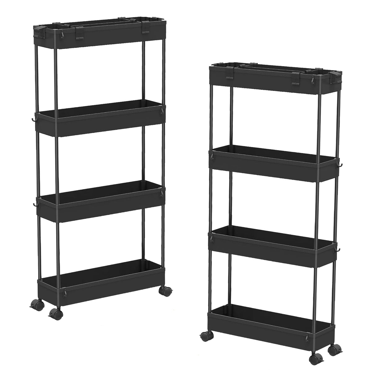 SPACELEAD Slim Storage Cart 4 Tier,Bathroom Organizer Rolling Utility,Mobile Shelving Unit Slide Out for Office, Kitchen, Laundry Room & Narrow Places,Green
