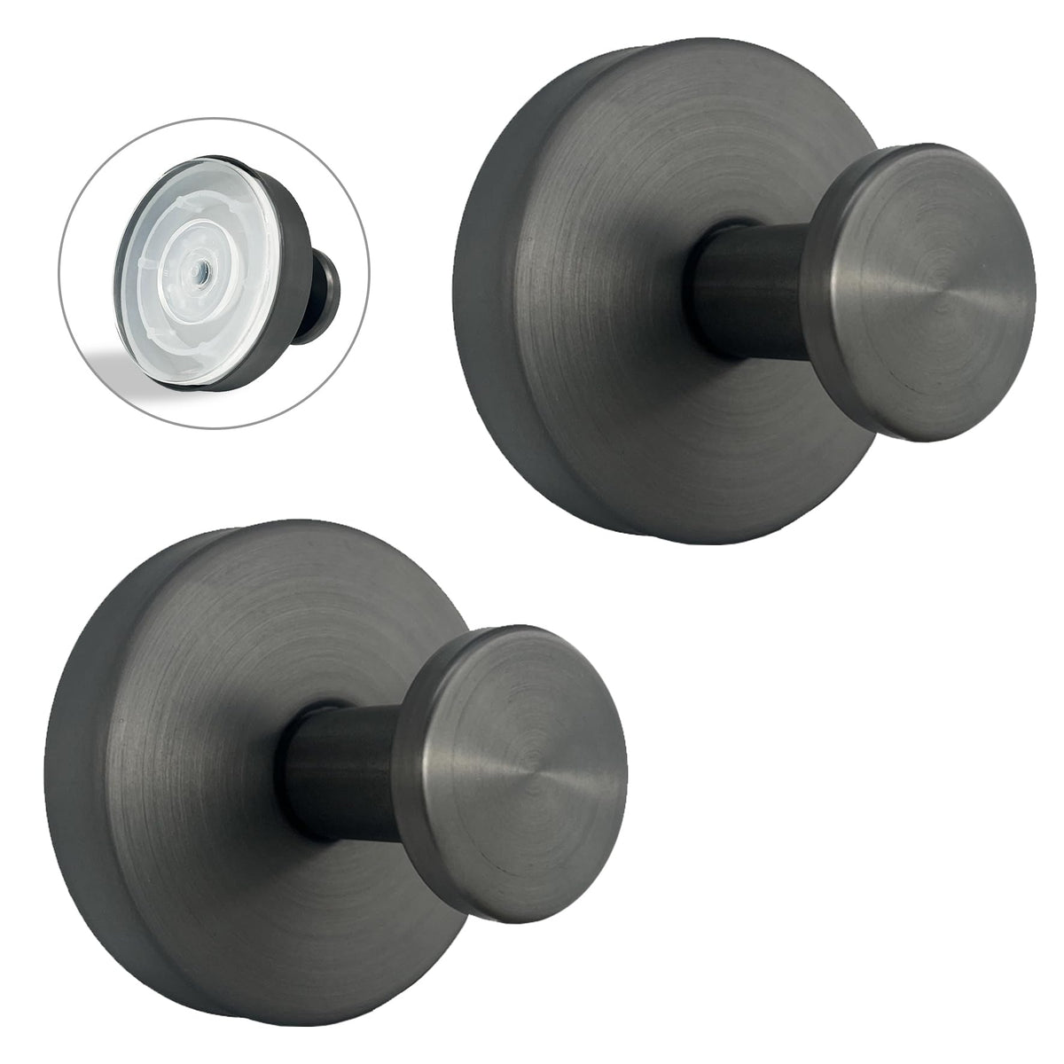 Suction Cup Hooks for Shower - 2 Pack, Bronze - Stainless Steel, Strong Suction, No Drill, Removable Hanger, Tile Bathroom Kitchen Wall, Glass Door, Mirror Hook Hanging Robe, Towel Holder