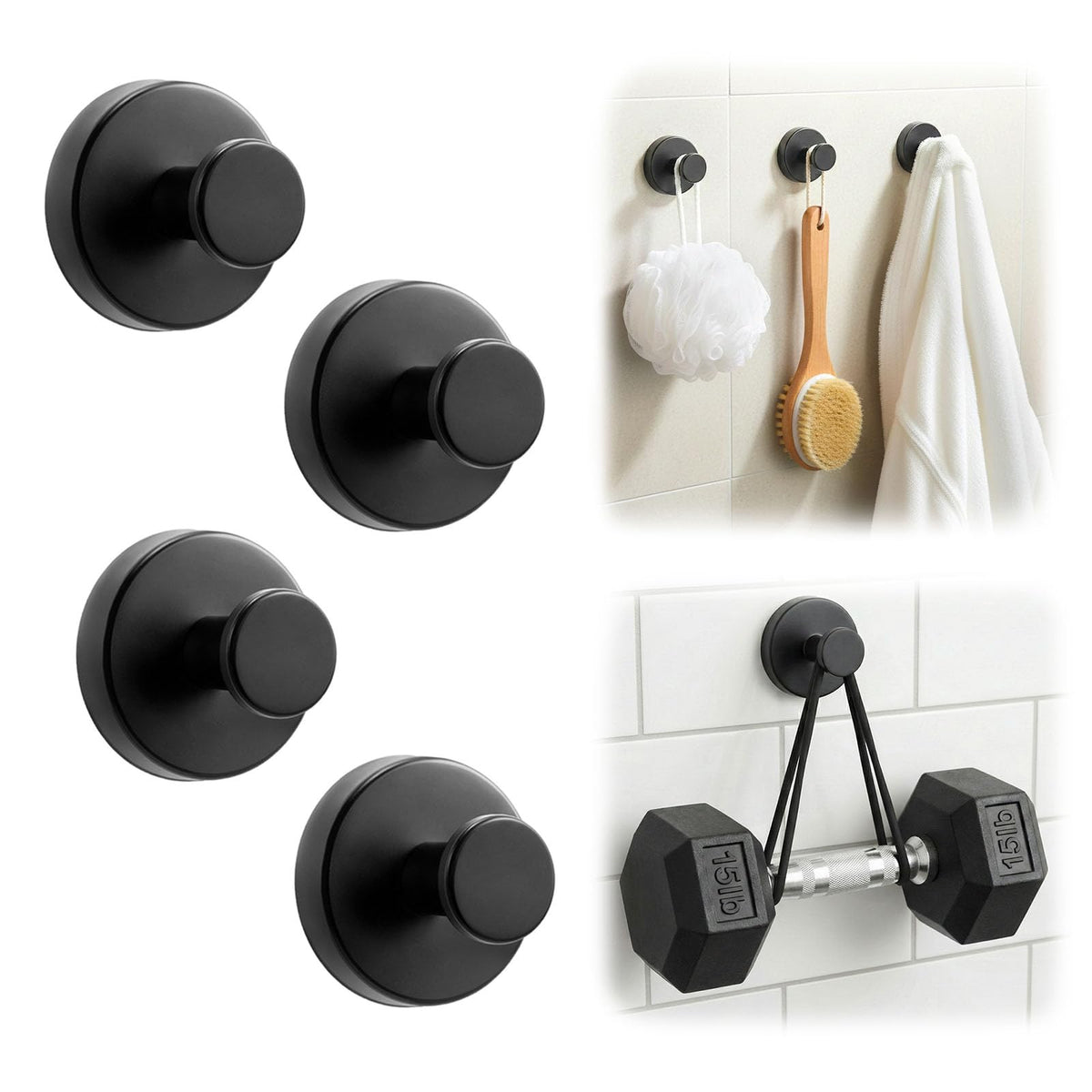 Suction Cup Hooks for Shower, Towel Hooks for Bathroom Glass Door Wall