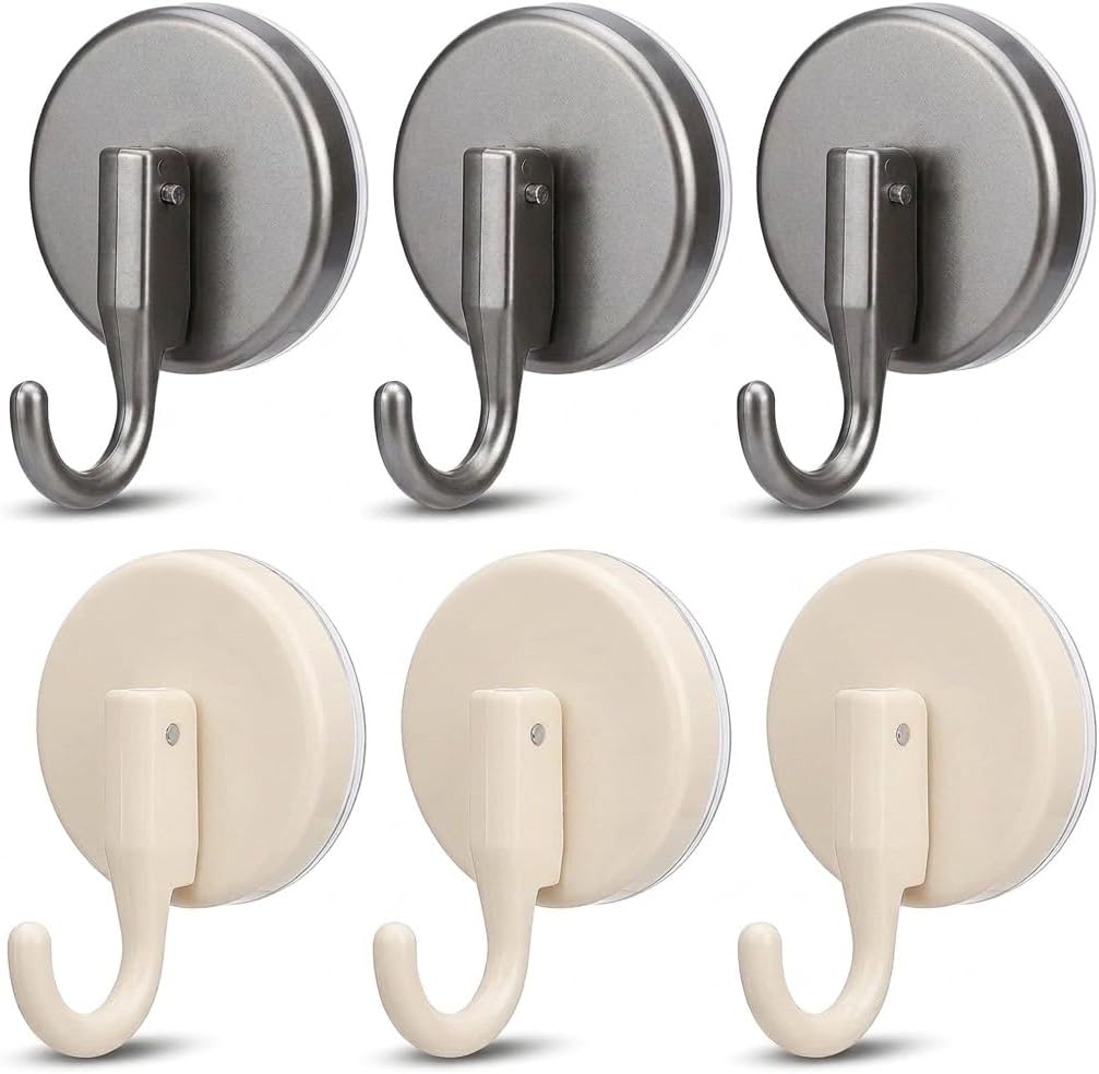 6Pcs Suction Cup Wreath Hooks – 3 Gray & 3 White, Over Door & Window Flip-Lock Hooks, Surface-Friendly Reusable Holiday Decor Hangers for Christmas, Thanksgiving, Halloween