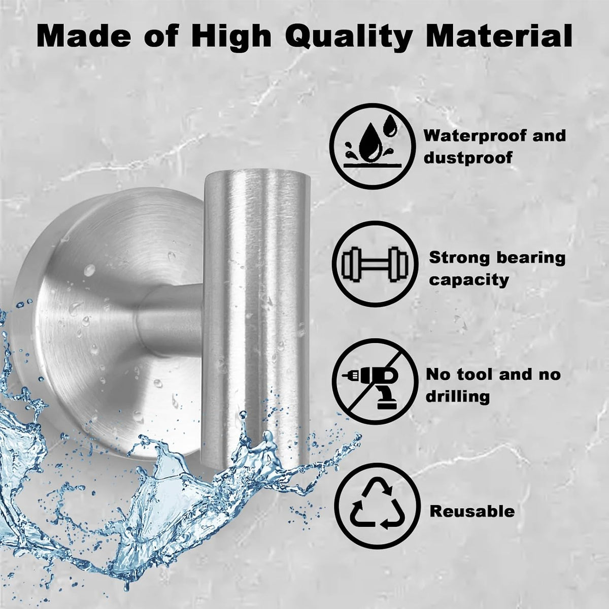 BIRDDIE 2 Pack Brushed Nickel Removable Suction Cup Hooks for Shower SUS304