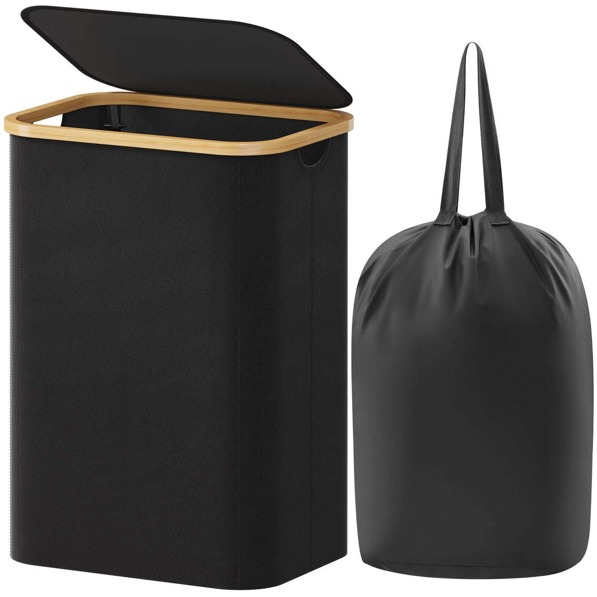 Lifewit 150L Large Laundry Basket with Lid, 2 Removable Bags, Beige
