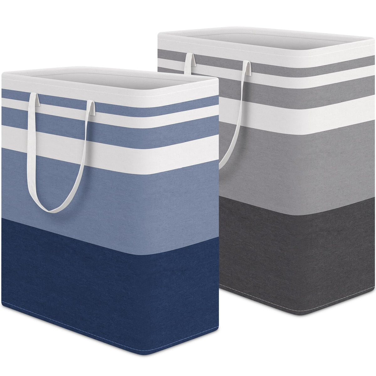 HomeHacks 2 Pack Large Laundry Baskets, Laundry Hampers Bags (Blue 75Lx2)