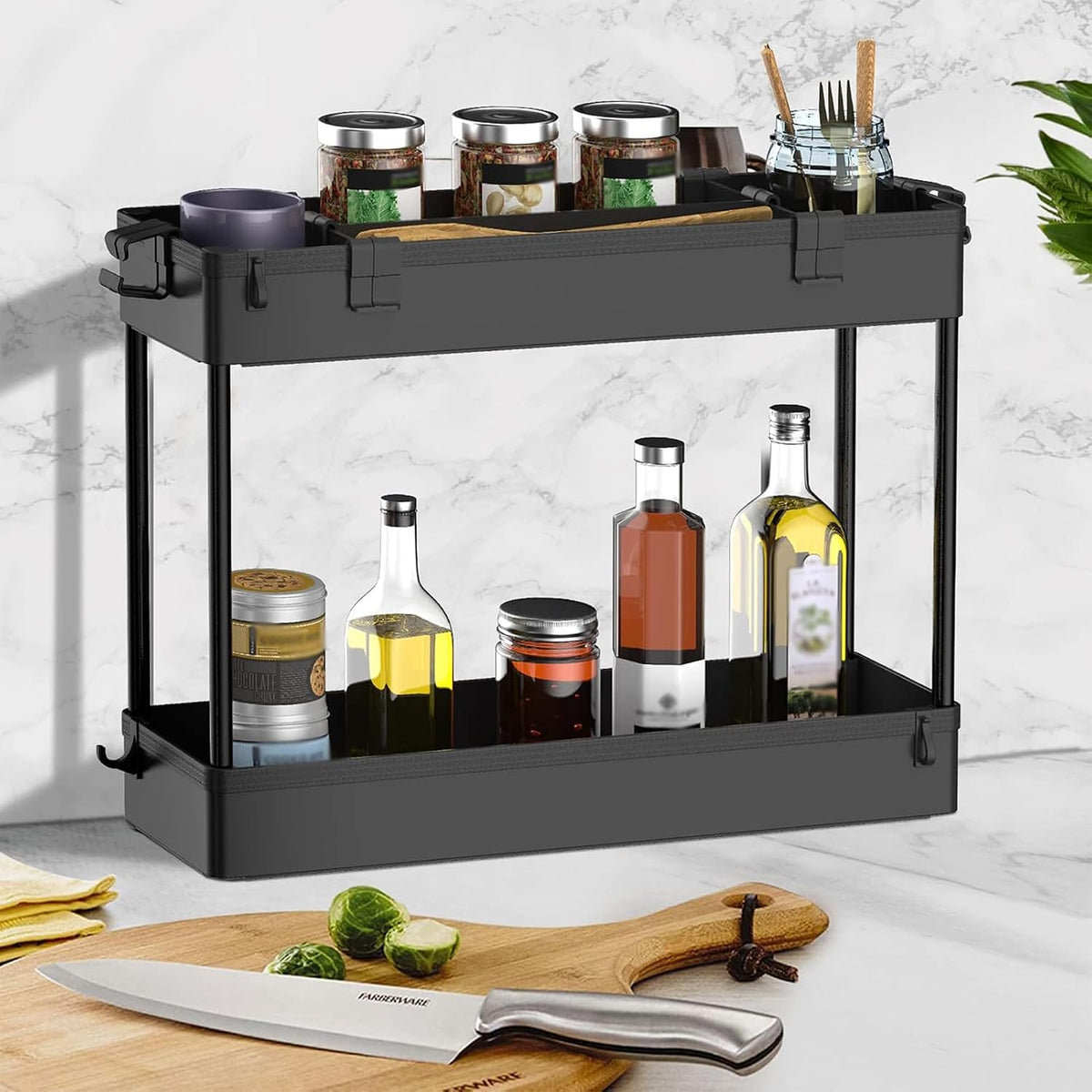 2 Pack 3 Tier Slim Storage Cart, Bathroom Rolling Utility Organizer