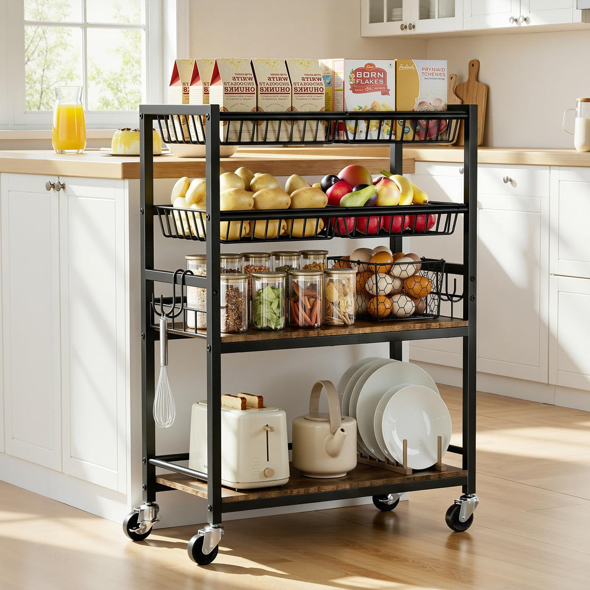 6 Tier Slim Storage Cart, Narrow Rolling Cart with Wheels, 10in(W)