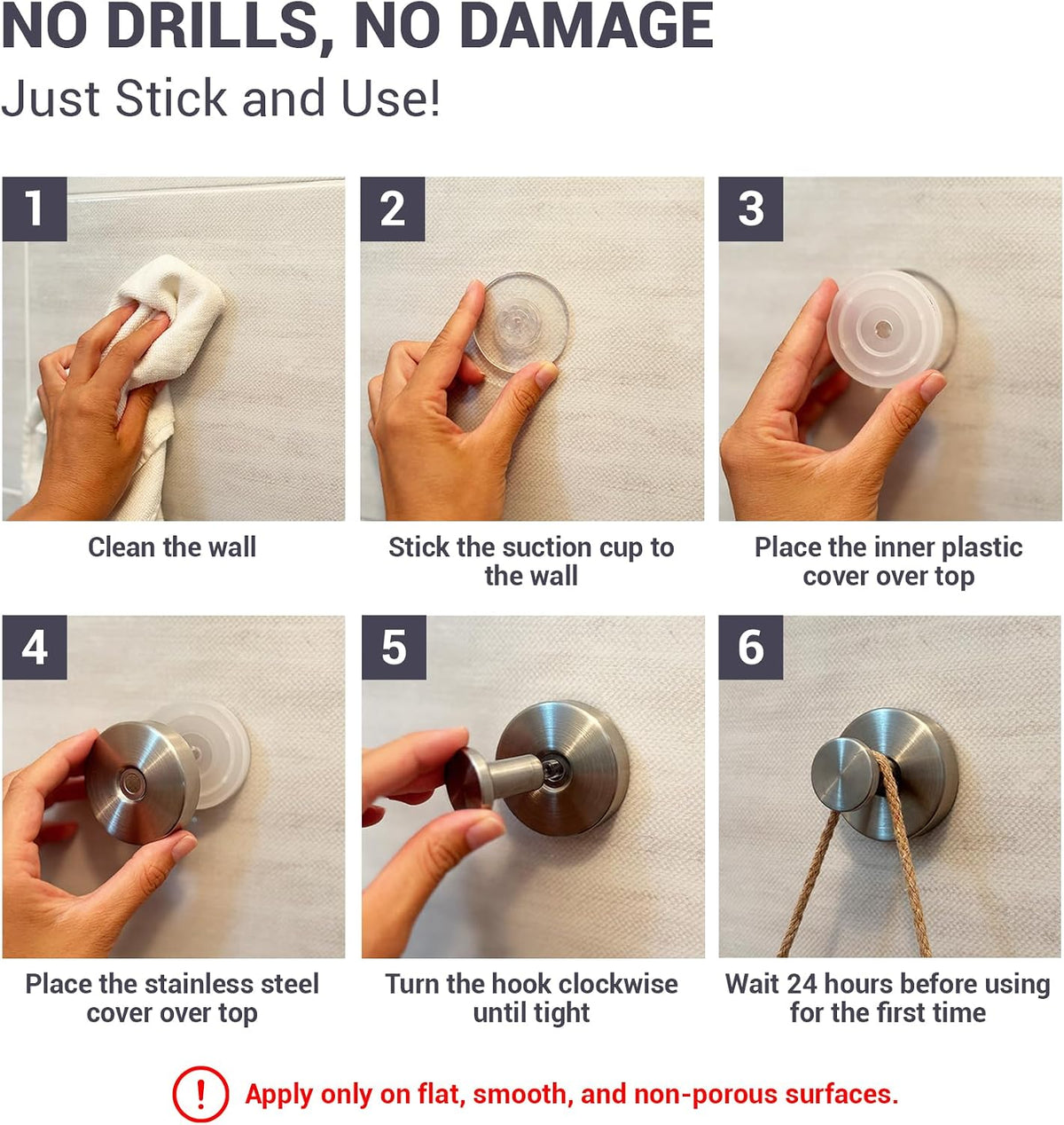 Suction Cup Hooks for Shower - 2 Pack, Bronze - Stainless Steel, Strong Suction, No Drill, Removable Hanger, Tile Bathroom Kitchen Wall, Glass Door, Mirror Hook Hanging Robe, Towel Holder