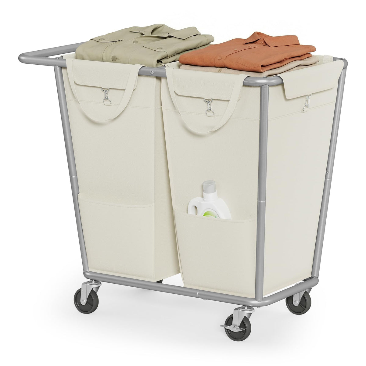SONGMICS 2-Section Laundry Basket with Wheels, 50.2 Gallons (190 L) Hamper