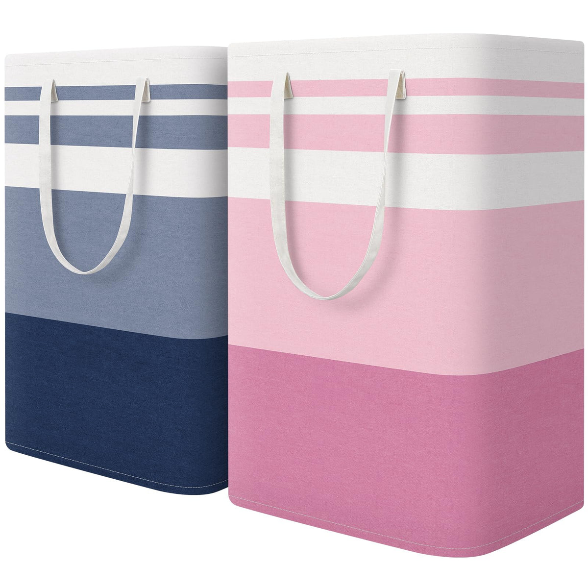 HomeHacks 2 Pack Large Laundry Baskets, Laundry Hampers Bags (Blue 75Lx2)