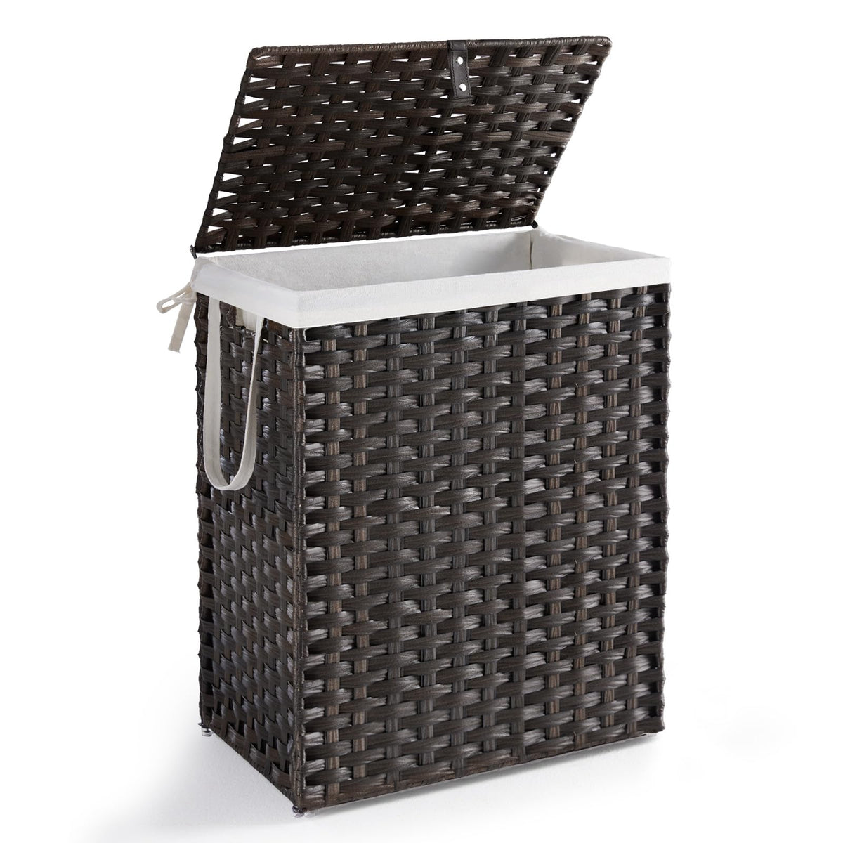 DUMOS Laundry Basket with Lid, 65L Wicker Laundry Hampers, Goose Yellow