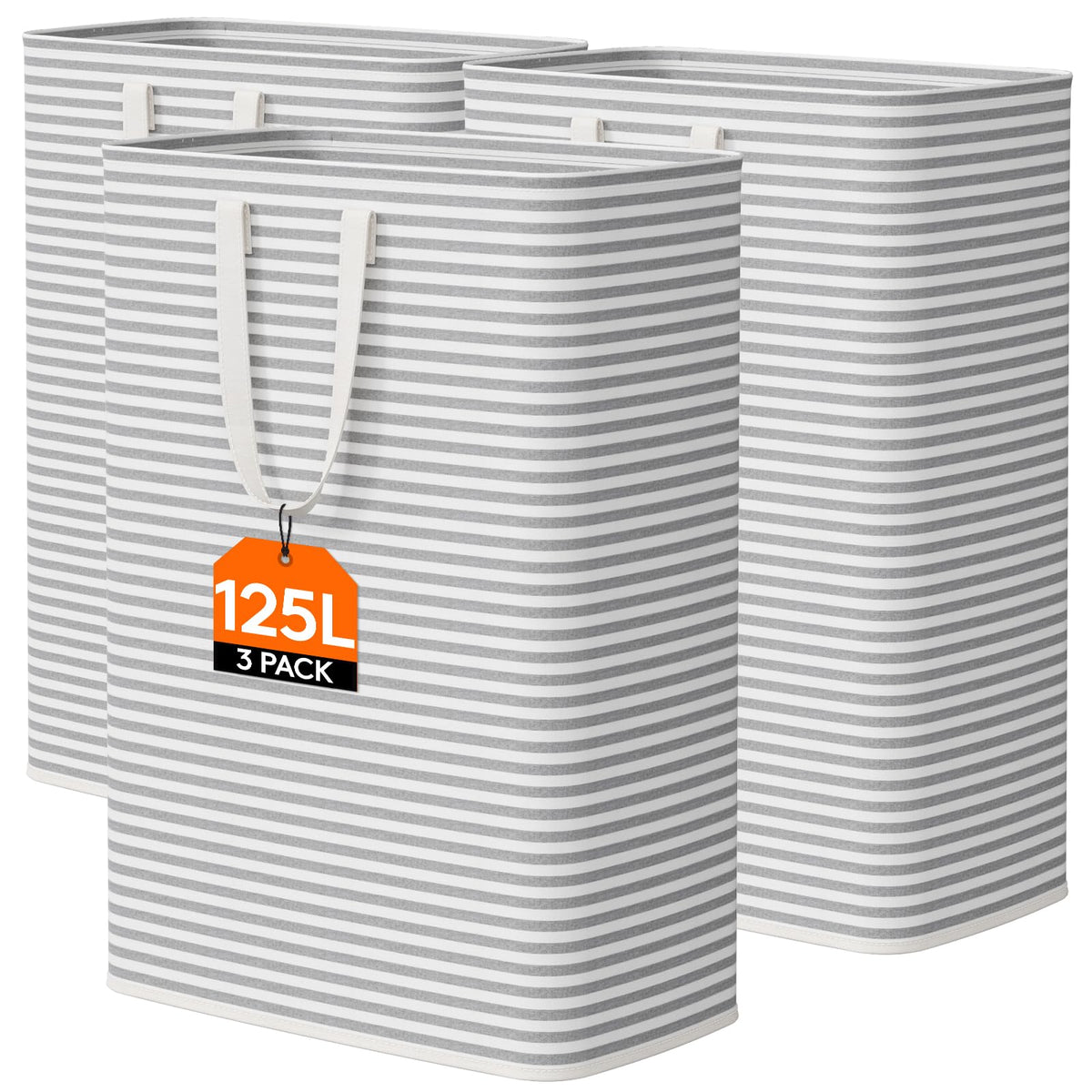 Lifewit 80L Large Laundry Baskets, Laundry Hampers Bags, 2 Pack, Grey&Pink