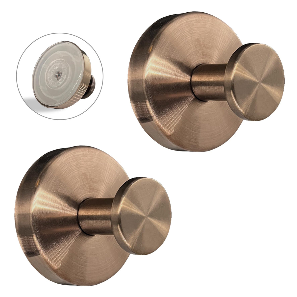 Suction Cup Hooks for Shower - 2 Pack, Matte Black - Stainless Steel, Strong Suction, No Drill, Removable Hanger, Tile Bathroom Kitchen Wall, Glass Door, Mirror Hook Hanging Robe, Towel Holder