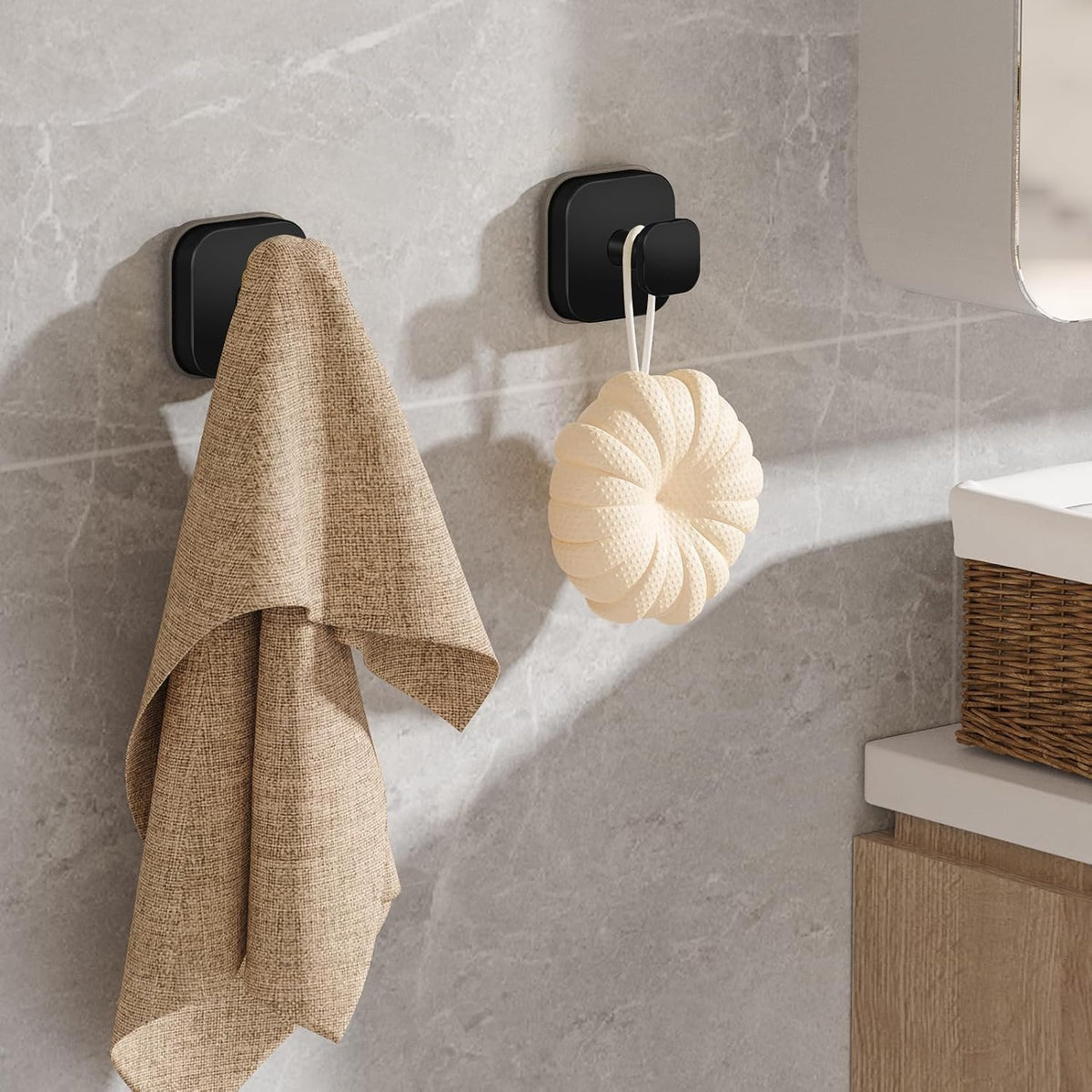 BKV Suction Cup Hooks for Shower,Heavy Duty Shower Hooks,Black,2 Pack