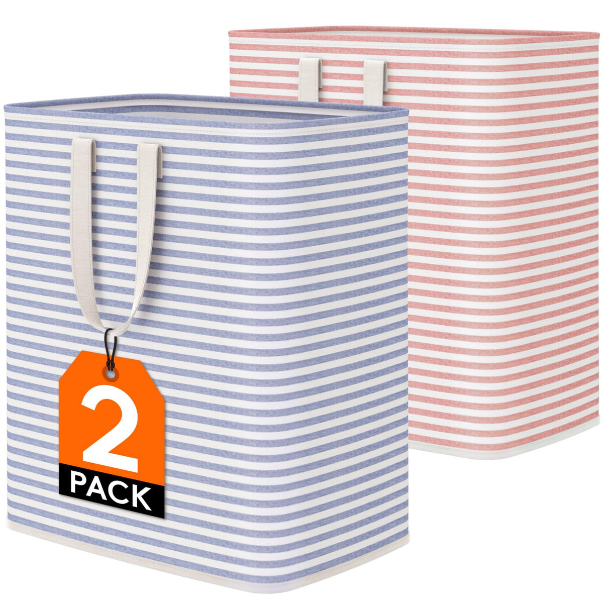 Lifewit 80L Large Laundry Baskets, Laundry Hampers Bags, 2 Pack, Grey&Pink