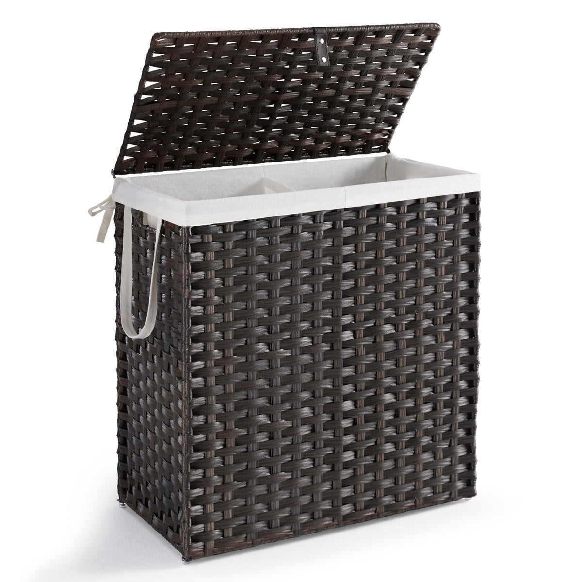 DUMOS Laundry Basket with Lid, 65L Wicker Laundry Hampers, Goose Yellow