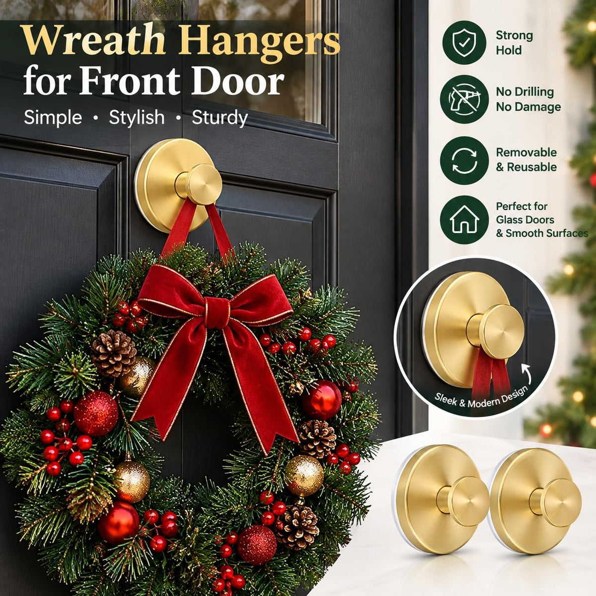 Suction Cup Hooks, No-Drill Heavy Duty Shower Hooks for Bathroom,2 Gold