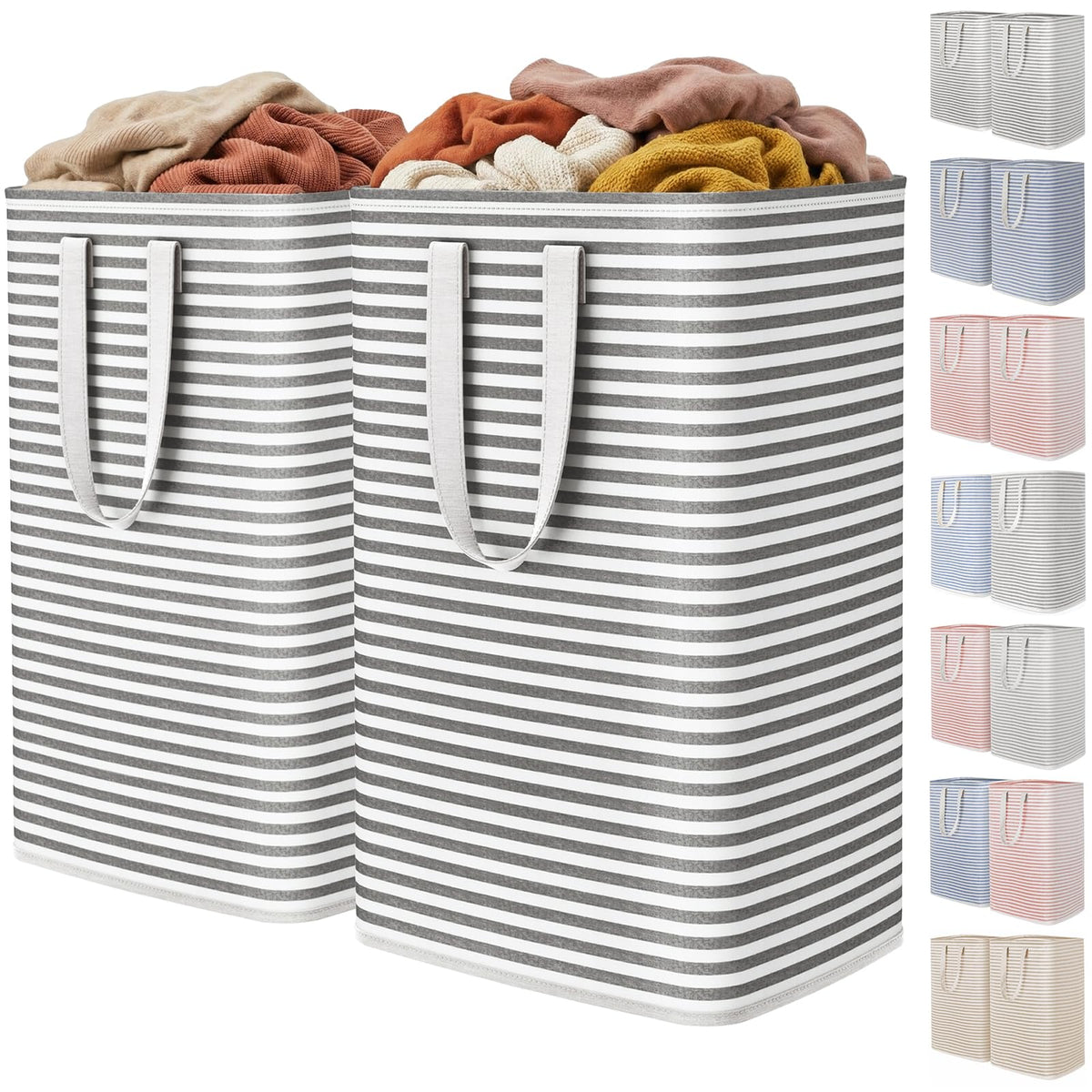 Lifewit 80L Large Laundry Baskets, Laundry Hampers Bags, 2 Pack, Grey&Pink