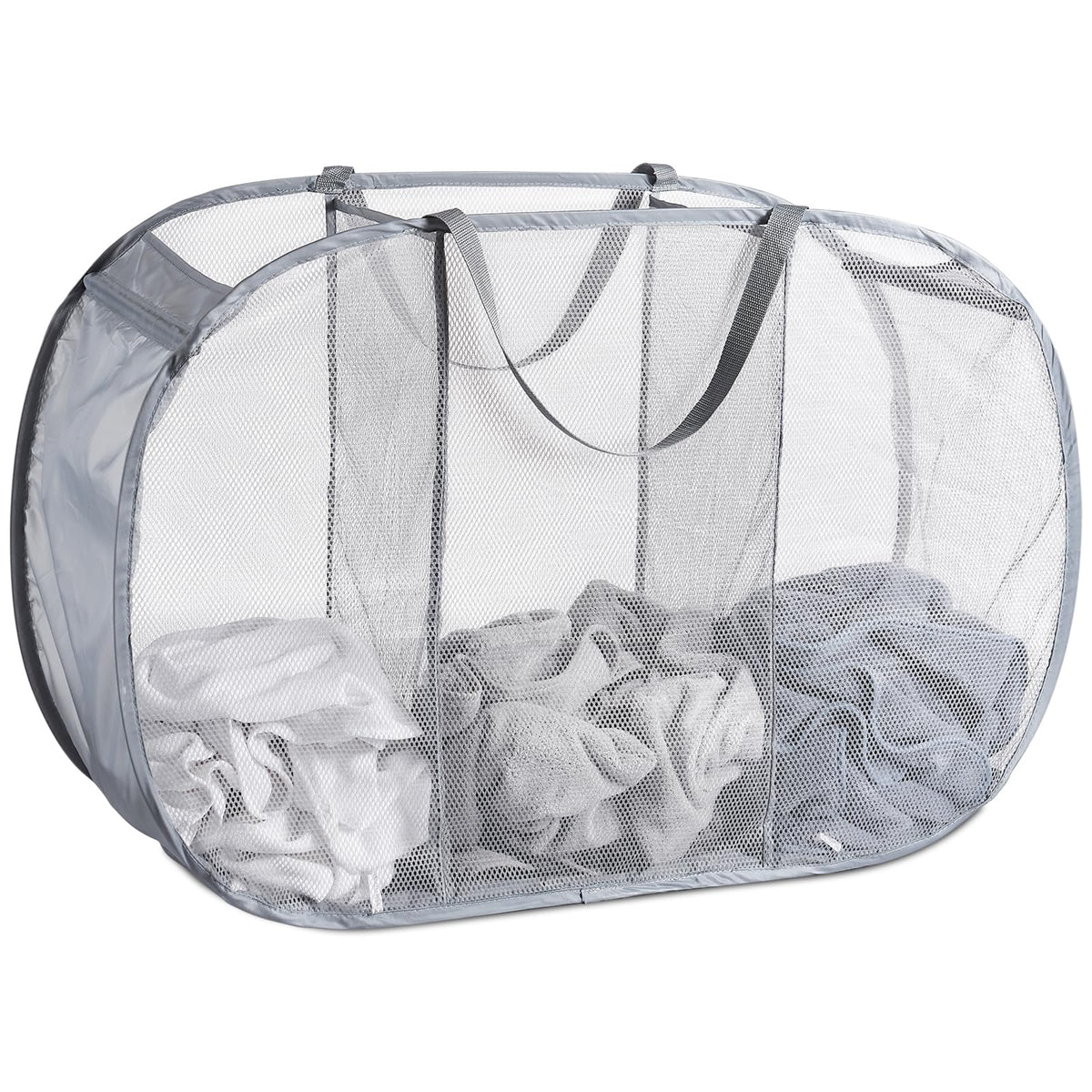 Seiritex Mesh Popup Laundry Hamper 115L Foldable Laundry Basket Extra Large Capacity Collapsible Clothing Storage Basket with Handles 26 H x 18 W x 18 L (Black)