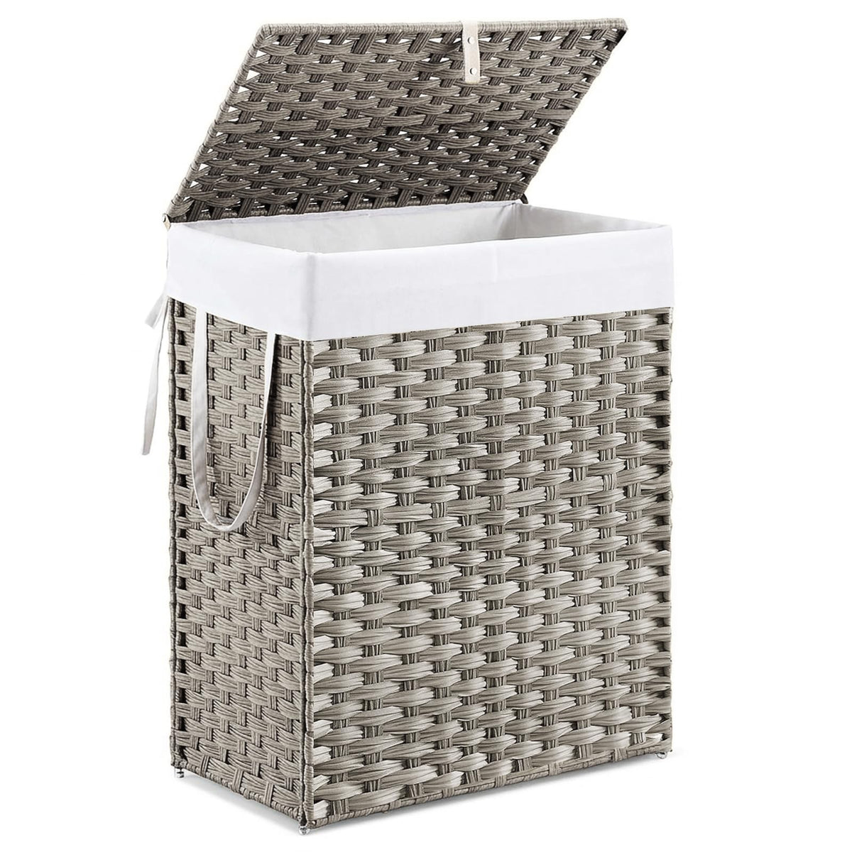 DUMOS Laundry Basket with Lid, 65L Wicker Laundry Hampers, Goose Yellow