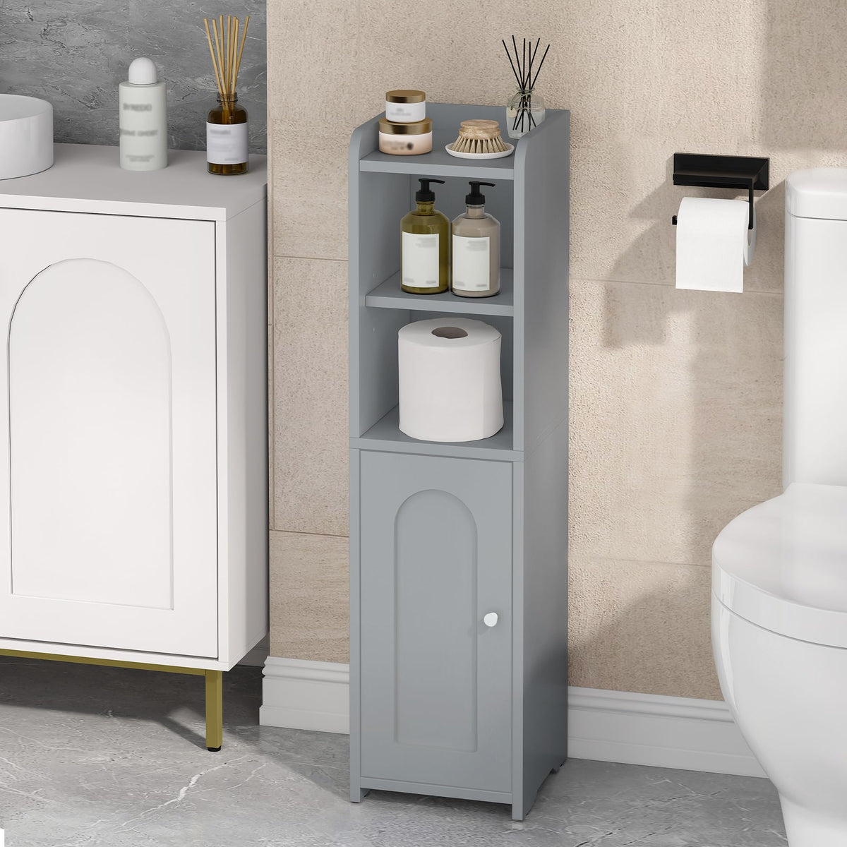 Hzuaneri Small Bathroom Storage Cabinet, Narrow Toilet Paper Cabinets