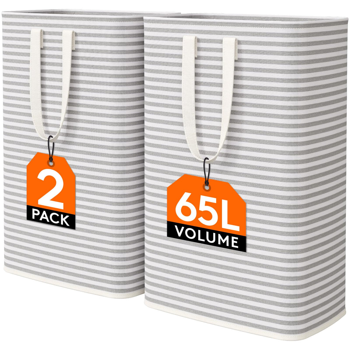 Lifewit 80L Large Laundry Baskets, Laundry Hampers Bags, 2 Pack, Grey&Pink