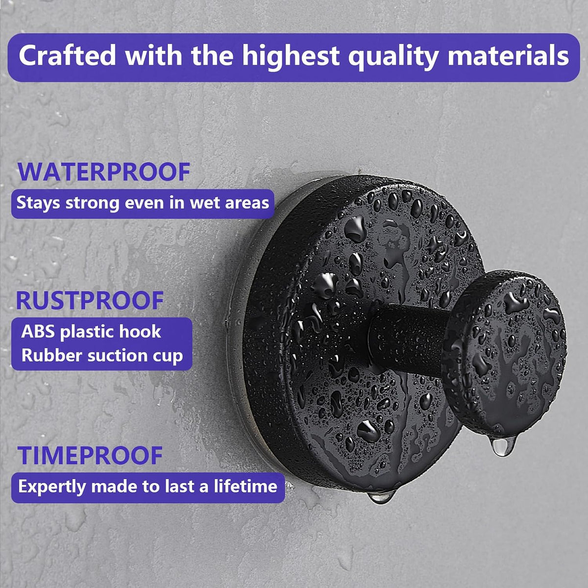 Suction Cup Hooks for Shower, Over The Door Hooks & Towel Hooks for Hanging up to 15 Lbs – Hooks for Bathroom, Kitchen, Glass, Mirror, Tile – Suction Cups for Door Wreaths, Coat (4-Pack) (4, Black)