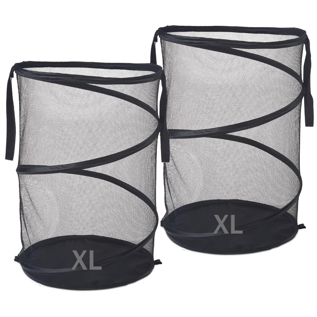 Seiritex Mesh Popup Laundry Hamper 115L Foldable Laundry Basket Extra Large Capacity Collapsible Clothing Storage Basket with Handles 26 H x 18 W x 18 L (Black)