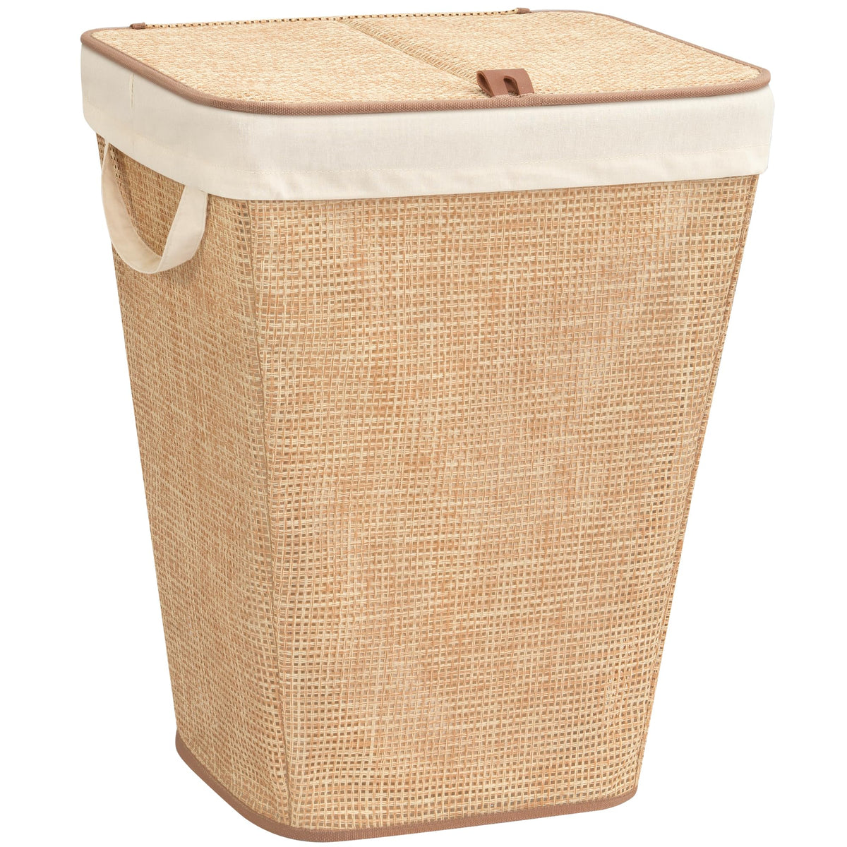 STORAGE MANIAC 90L Laundry Hamper with Lid Laundry Basket, Rattan Beige