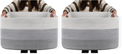 OIAHOMY Blanket Basket Laundry Basket Dog Toy Basket 75L Gradient Brown