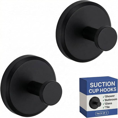 HOME SO Suction Cup Hooks for Shower & Bathroom Towel Holder 2-Pack Chrome