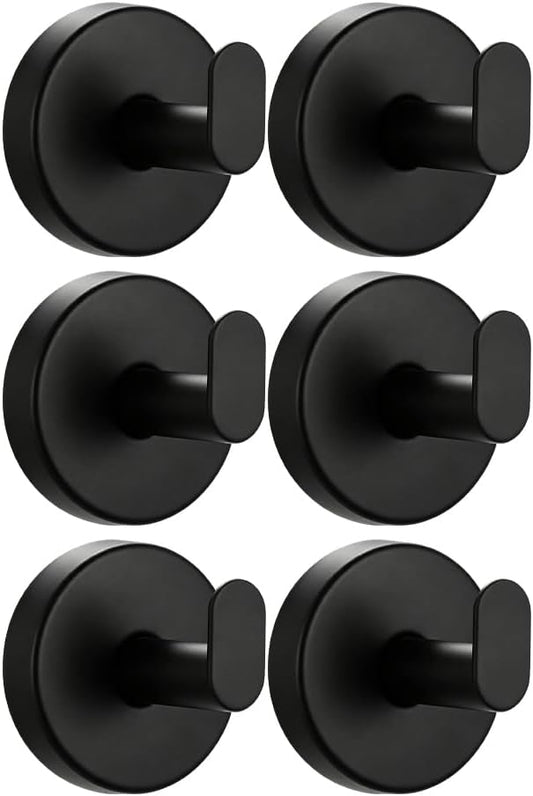 Suction Cup Hooks for Shower, Wreath Hangers for Front Door, Black, 6