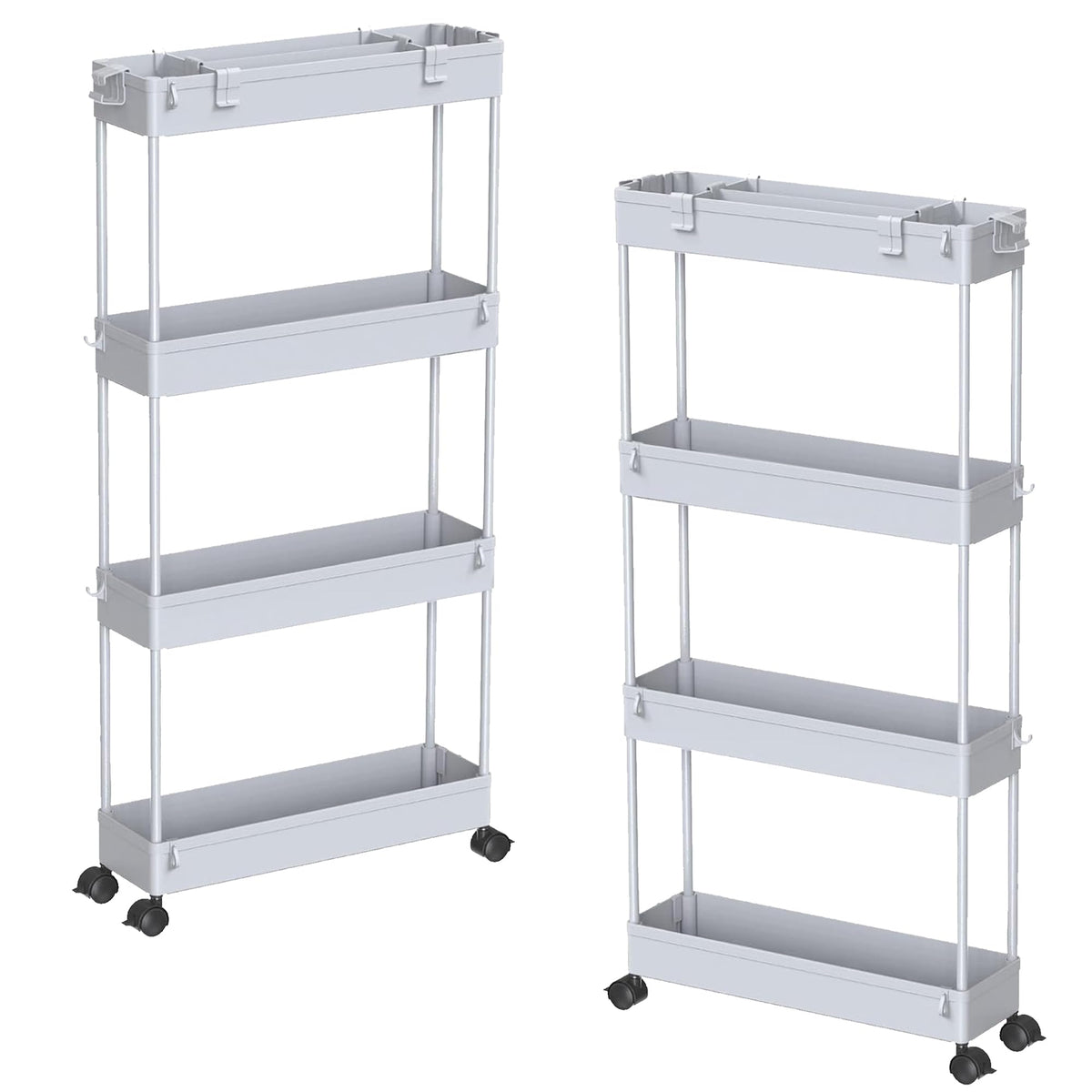 SPACELEAD Slim Storage Cart 4 Tier,Bathroom Organizer Rolling Utility,Mobile Shelving Unit Slide Out for Office, Kitchen, Laundry Room & Narrow Places，Green