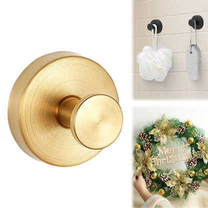 LECDOA Suction Cup Hooks for Wreaths on Glass, 2025 New Model No-Drill Suction Cup Hooks, Wreath Hangers for Front Doors, Metal Towel Hooks for Showers Bathrooms Mirrors (2, Gold)