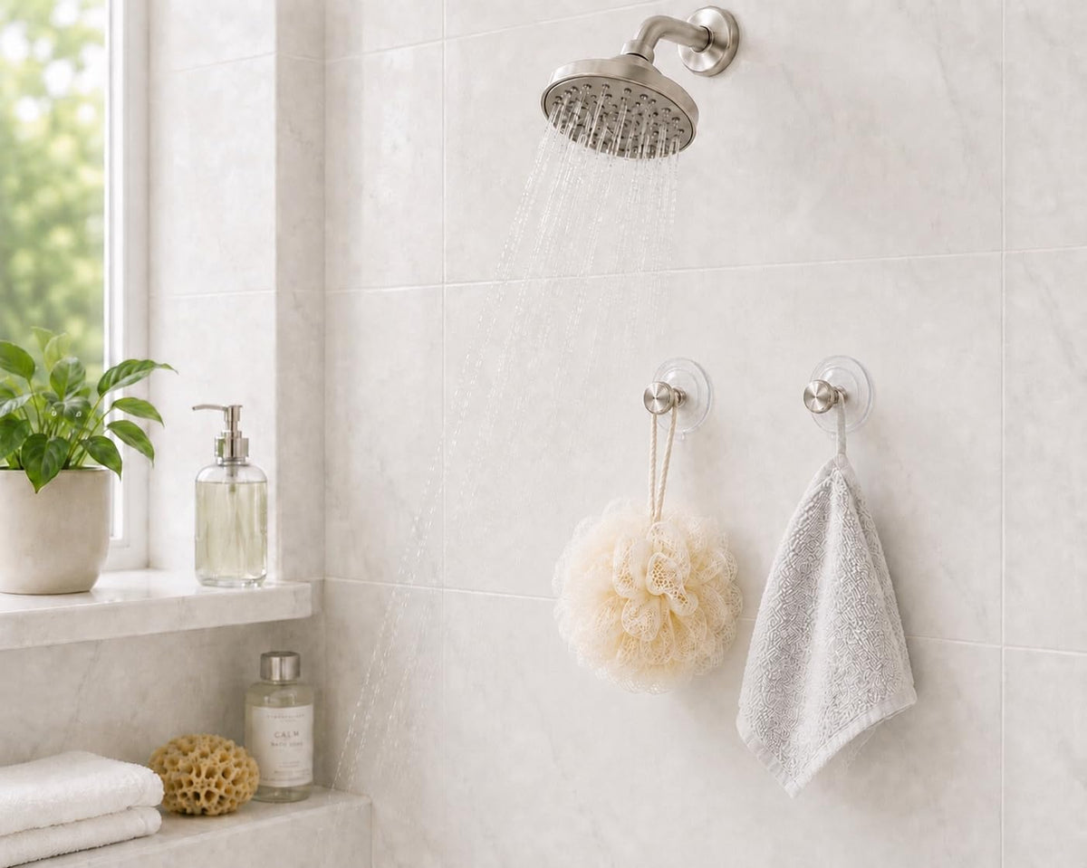 (2-Pack 2 1/2 Inch Suction Cup Hooks for Shower Loofah Holder
