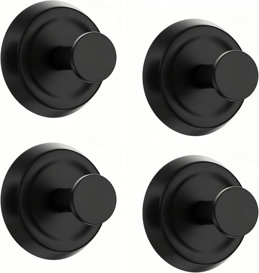 Suction Cup Hooks for Shower, Removable Towel Hooks 4-Pack Black