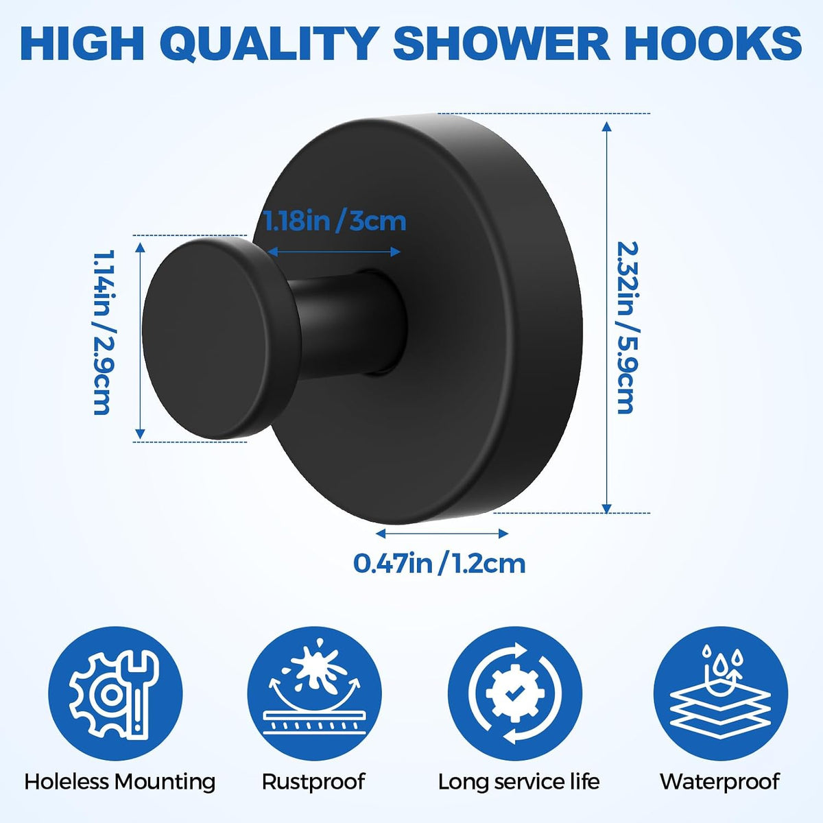Suction Cup Hooks for Shower & No Drill Towel Hooks for Bathroom