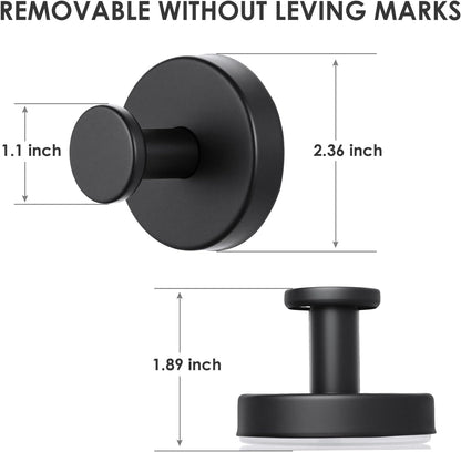 Suction Cup Hooks:Metal Hanger,for Galss Window Door & Tile Wall,Shower Bathroom Towel Holder Hanging Hook, 2 Pack (Matte Black)