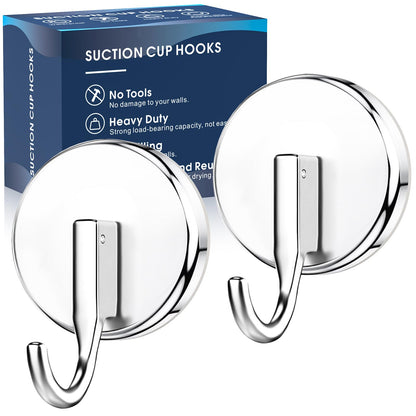 MOTAIPEAK Suction Cup Hooks for Shower,Shower Hooks Mounting on Glass Doors, Tile, Mirrors, Metals,Hook for Hanging Towels, Robe, Loofah, Jackets-Black(2 Pack)