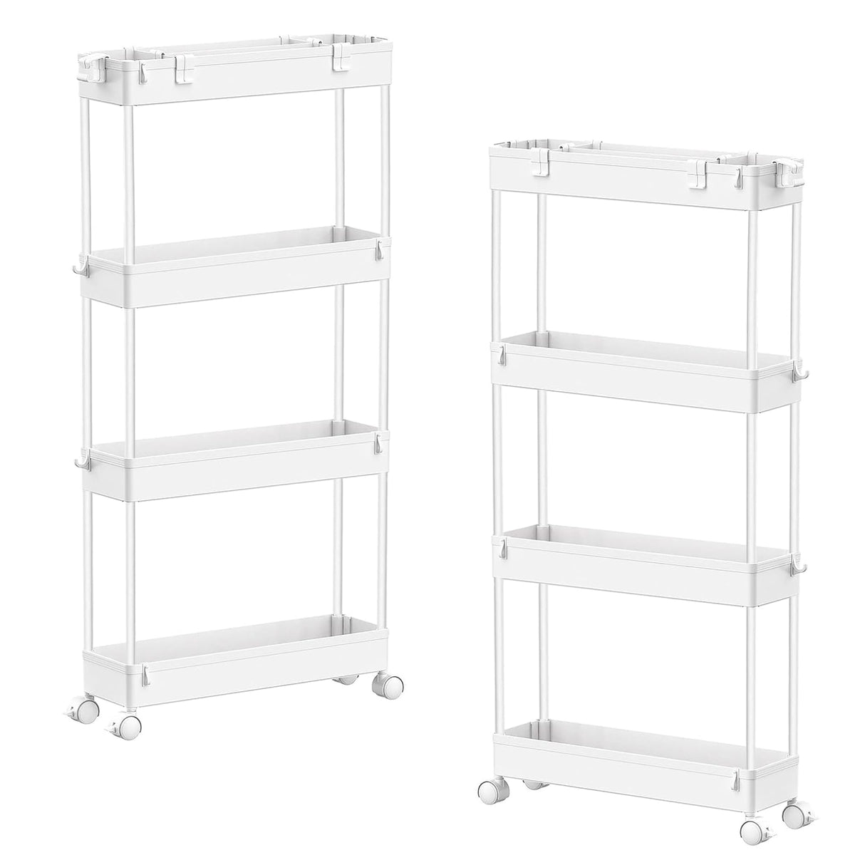 SPACELEAD Slim Storage Cart 4 Tier,Bathroom Organizer Rolling Utility,Mobile Shelving Unit Slide Out for Office, Kitchen, Laundry Room & Narrow Places,Gray