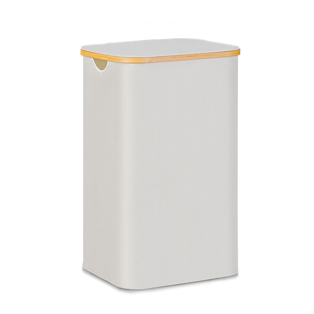 Slim Laundry Hamper,Narrow laundry Hamper with Lid,60L Hamper for Laundry,Dirty Cloth Hamper with Bamboo Handle for Towels, Clothes Organizing,Beige