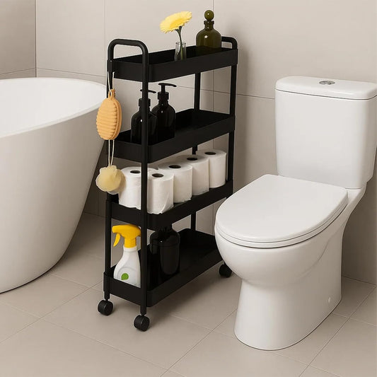ShellKingdom 4 Tier Bathroom Storage Organizer, Slim Rolling Storage Cart
