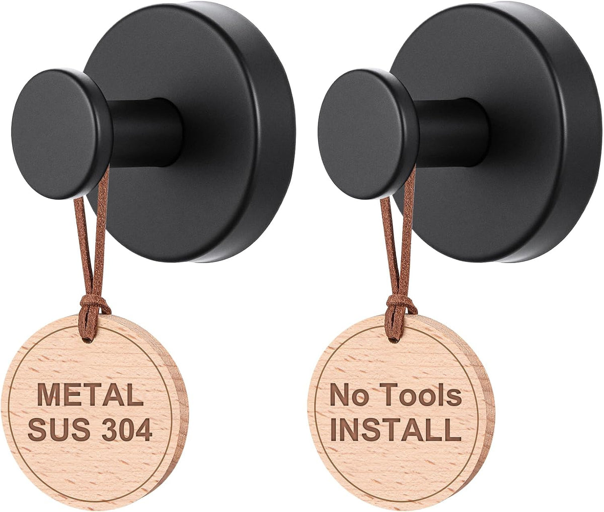 Suction Cup Hooks:Metal Hanger,for Galss Window Door & Tile Wall,Shower Bathroom Towel Holder Hanging Hook, 2 Pack (Matte Black)