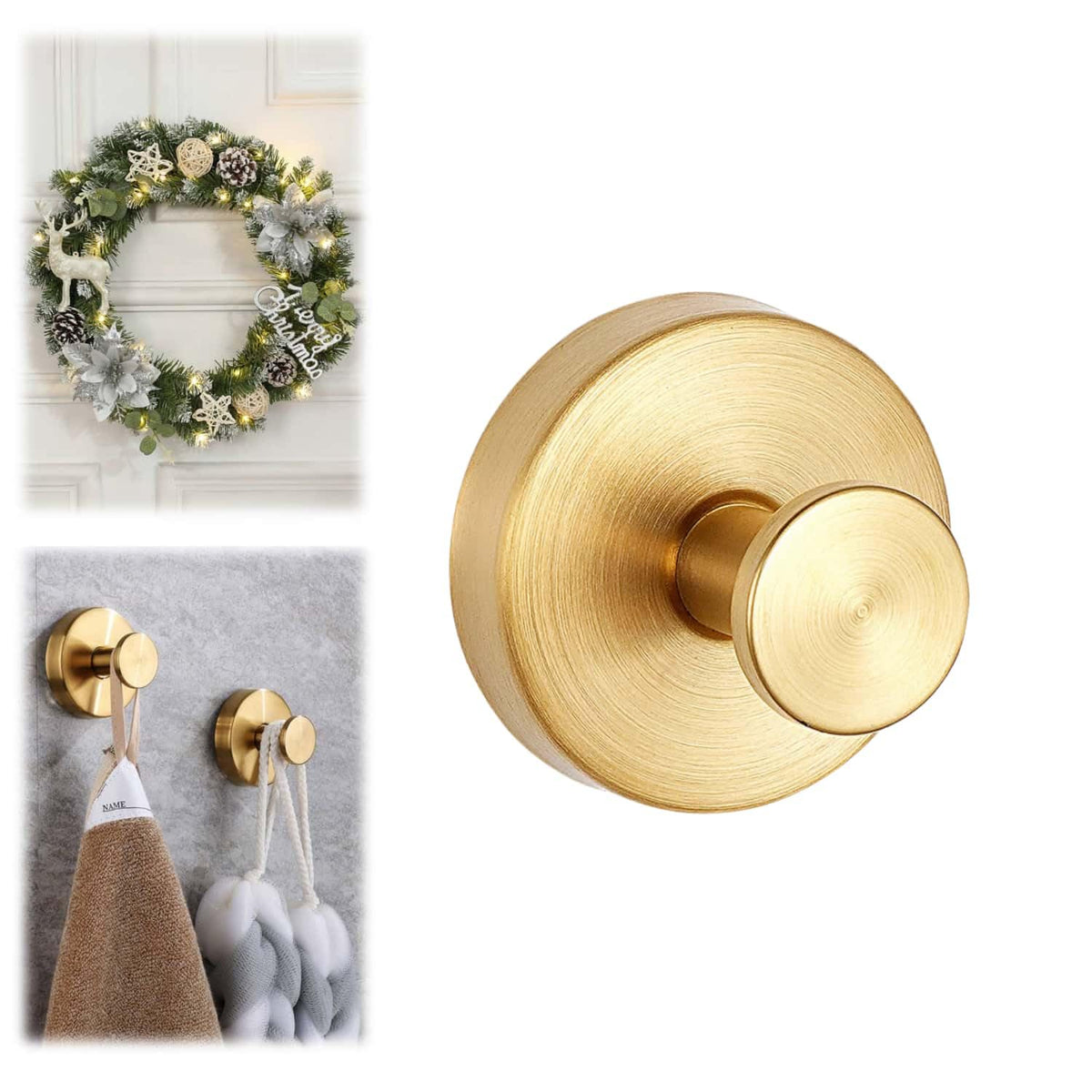 Suction Cup Hooks for Wreaths on Glass, Model No-Drill Suction Cup Hooks, Wreath Hangers for Front Doors, Metal Towel Hooks for Showers Bathrooms Mirrors(Black 1pcs)