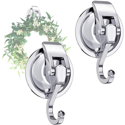 Suction Cup Wreath Hanger No Drill Shower Hooks(2Pack Silver)