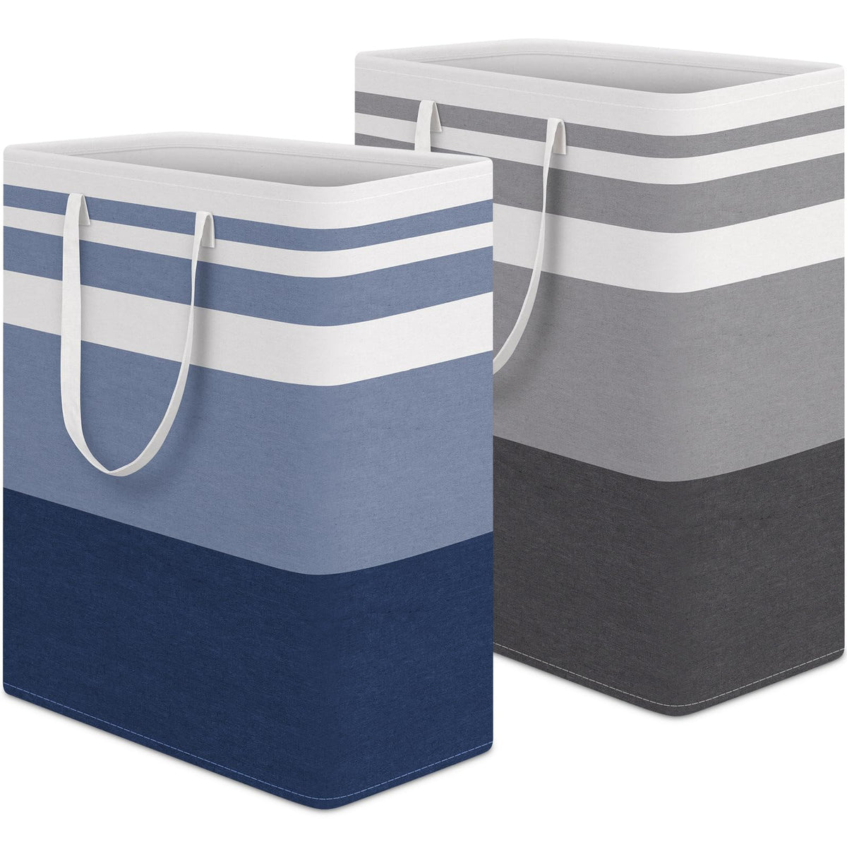 HomeHacks 2 Pack Large Laundry Baskets, Laundry Hampers Bags (Blue 75Lx2)