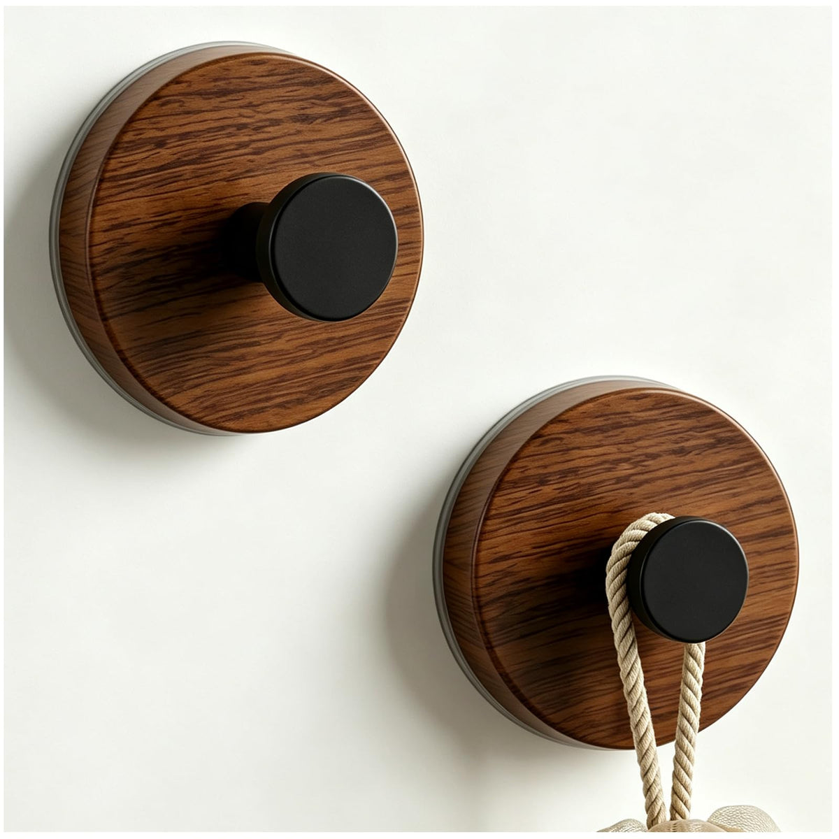 Suction Cup Hooks for Shower, No Drill Adhesive Rustic Bathroom Towel Hooks