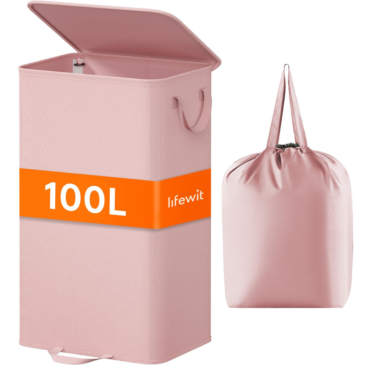 Lifewit Double Laundry Hamper with Lid, Removable Laundry Bags, Brown