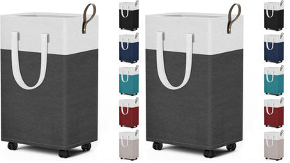 HomeHacks 75L Rolling Laundry Basket with 4 Wheels Collapsible Gray