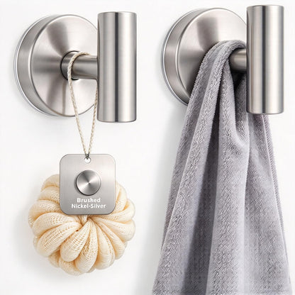 BIRDDIE 2 Pack Brushed Nickel Removable Suction Cup Hooks for Shower SUS304