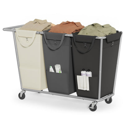SONGMICS 2-Section Laundry Basket with Wheels, 50.2 Gallons (190 L) Hamper